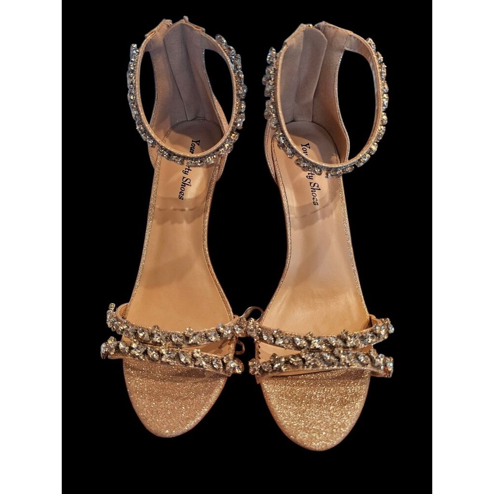 Blush Ankle Strap Crystal Detail  Sandal - NEW